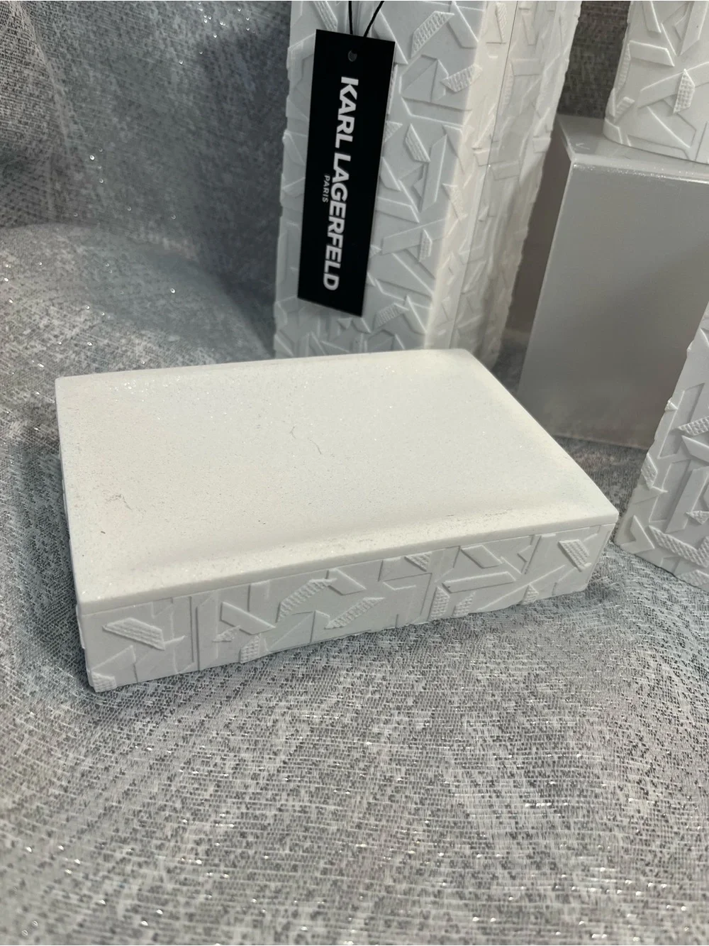 Karl Lagerfeld White Textured Bath Vanity Set